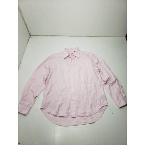 Robert Graham Mens Pink Linen Embroidered Long Sleeve Button Down Shirt Size XL - Picture 1 of 16
